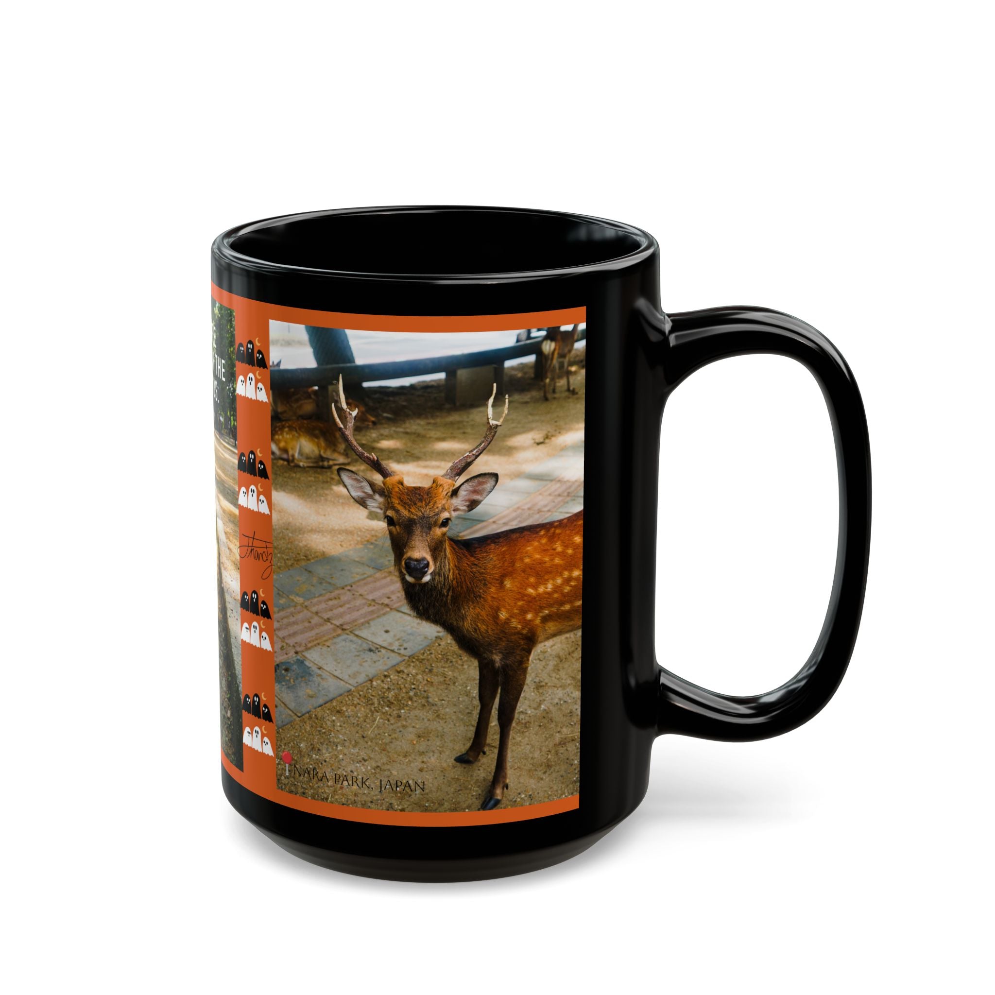 "Ghosts Of Nara" - Halloween Themed Black Mug