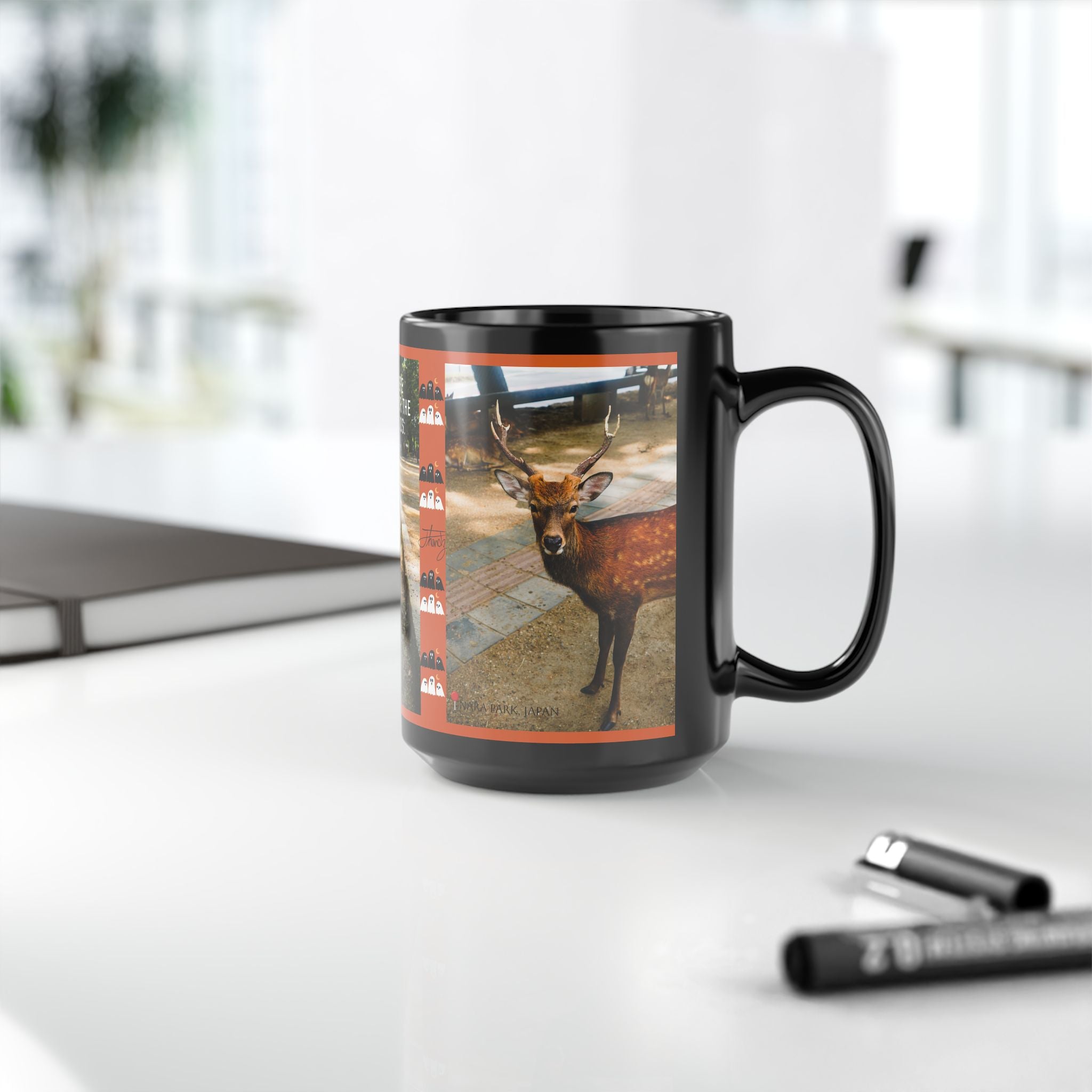 "Ghosts Of Nara" - Halloween Themed Black Mug