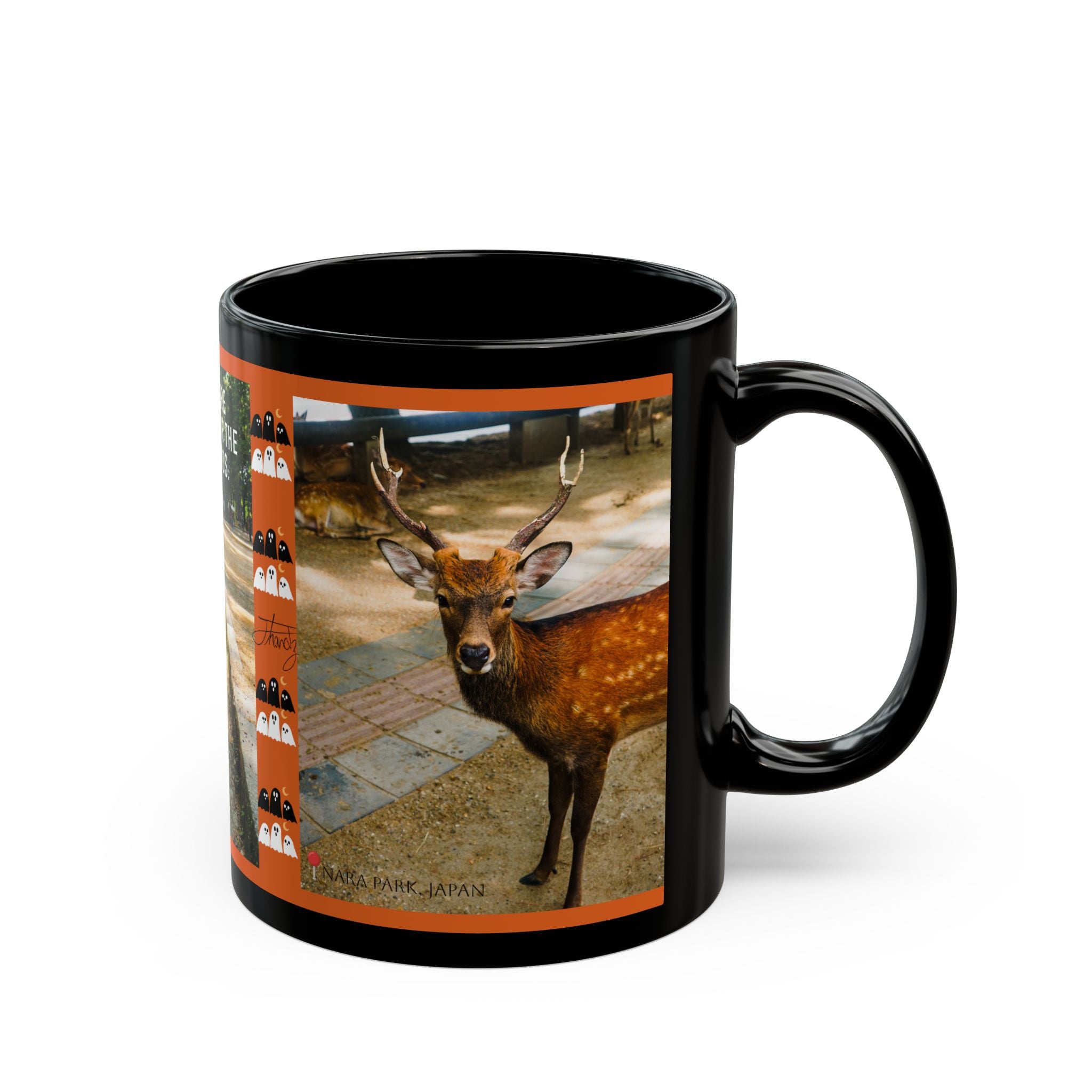"Ghosts Of Nara" - Halloween Themed Black Mug